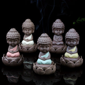 Buddha Incense Burner with Lotus Holder Plate