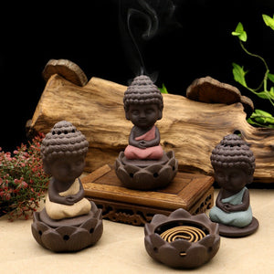Buddha Incense Burner with Lotus Holder Plate
