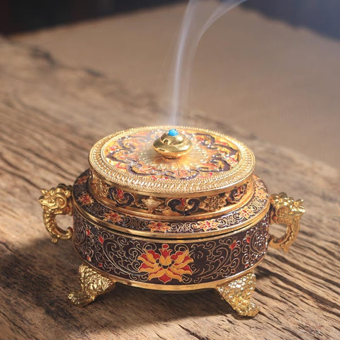 Zen Antique Tibetan Incense Burner  with Holder