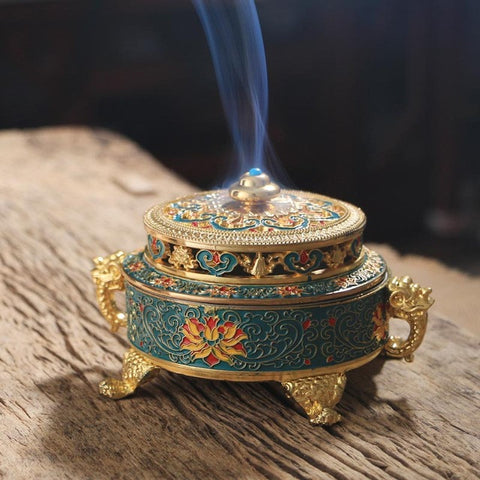 Zen Antique Tibetan Incense Burner  with Holder