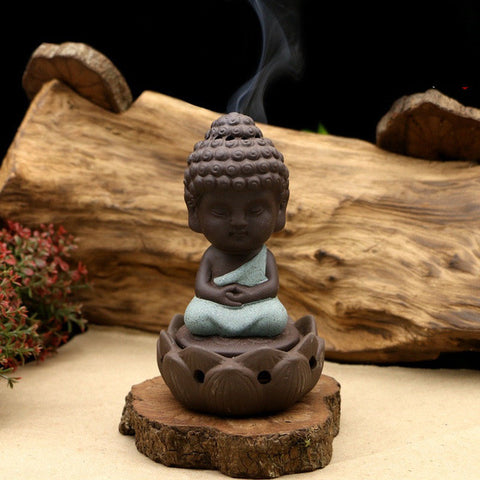 Buddha Incense Burner with Lotus Holder Plate