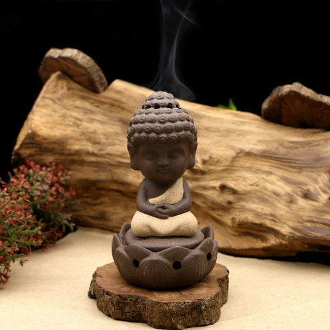 Buddha Incense Burner with Lotus Holder Plate